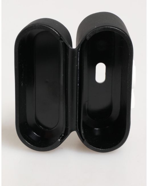 Dolce & Gabbana Pink Black Leather Strap Gold Metal Logo Airpods Case