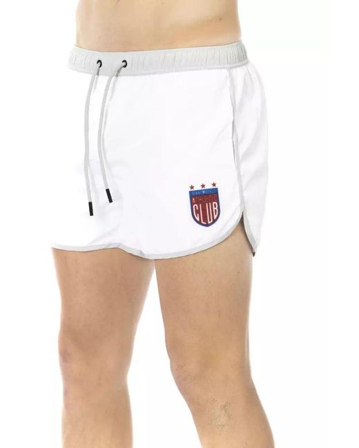 Bikkembergs White Elegant Swim Shorts With Unique Front Print for men
