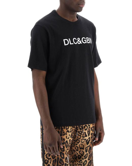 Dolce & Gabbana Black Crewneck T-Shirt With Logo for men