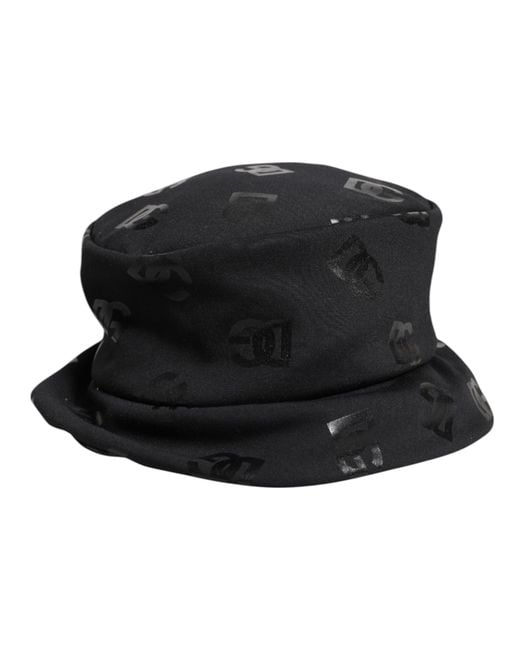 Dolce & Gabbana Black Dg Monogram Polyester Jacquard Bucket Hat