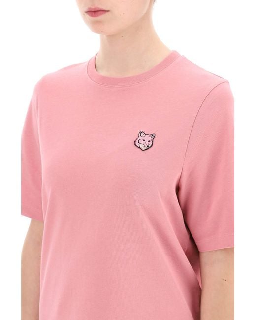 Maison Kitsuné Pink Bold Fox Head Round Neck T-Shirt