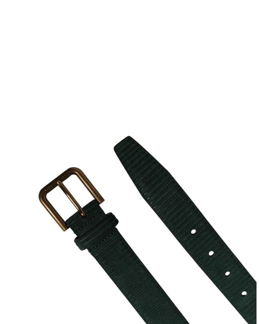 Dolce & Gabbana Green Velvet Leather Metal Buckle Belt Calf for men