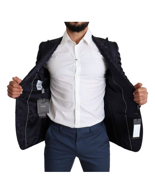 Dolce & Gabbana Blue Elegant Silk Blend Martini Blazer for men