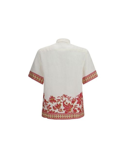 Etro Red Multicolor Linen Pattern Shirt for men