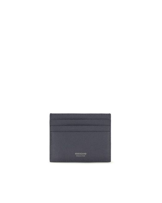 Ferragamo Blue Calf Leather Bos Taurus Wallet for men