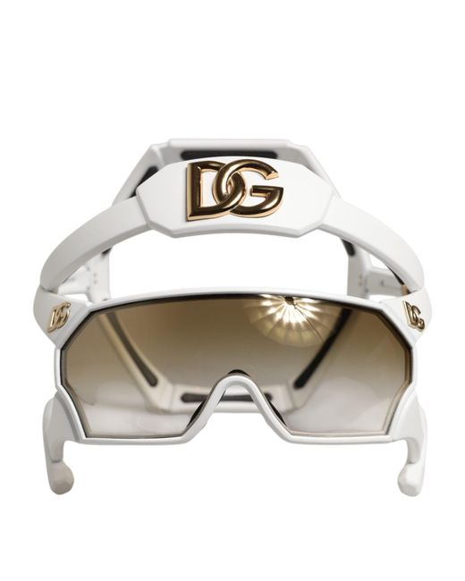 Dolce & Gabbana White Acetate Next Generation Mask Eyewear Sunglasses for men