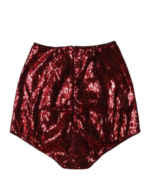 Dolce & Gabbana Red Sequin Embellished High Waist Girdle Underwear
