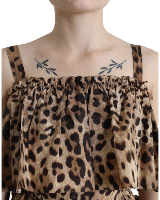 Dolce & Gabbana Natural Brown Leopard Print Sleeveless A-line Dress