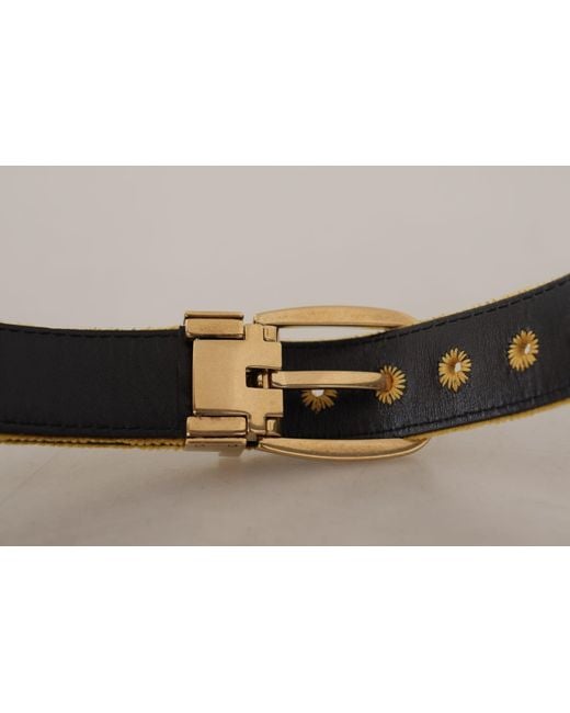 Dolce & Gabbana Black Elegant Velvet Buckle Belt