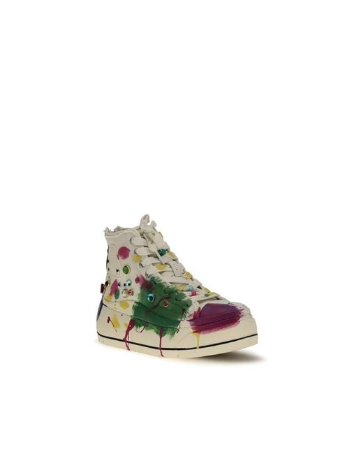 R13 Green High Top Sneakers Off Paint-Splatter