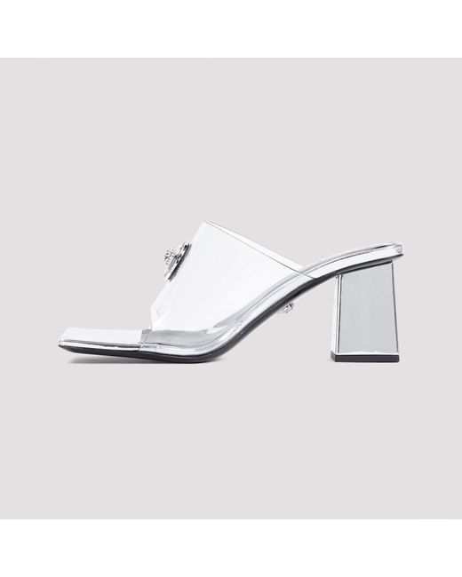 Versace White Leather Mules