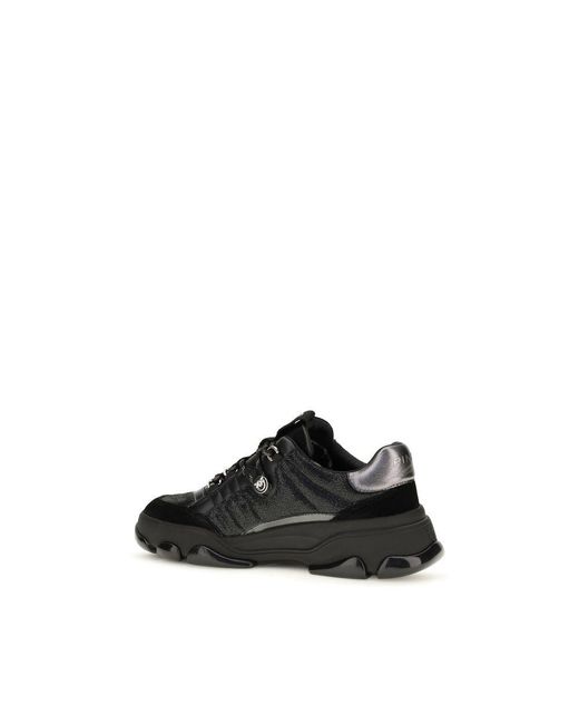Pinko Black Calf Leather Bos Taurus Chunky Sneakers