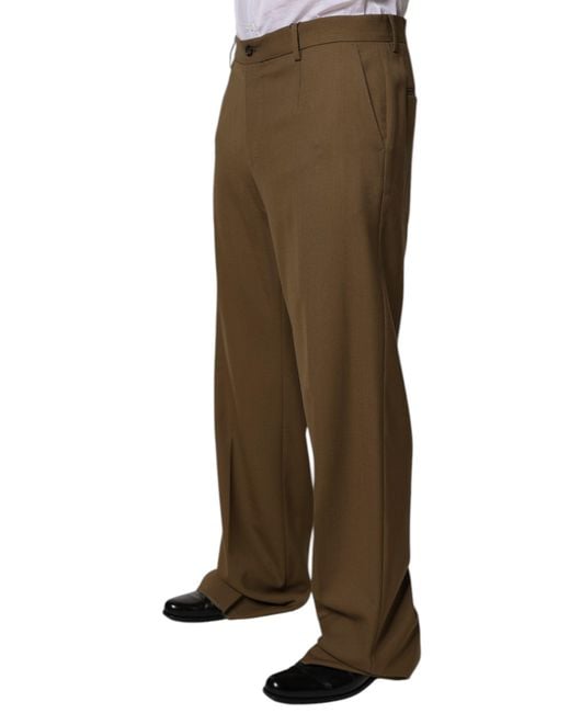 Dolce & Gabbana Brown Wool Straight Formal Dress Pants for men