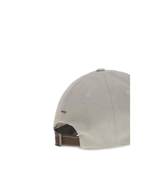 Brunello Cucinelli Gray Cotton Cap (baseball Hat) for men
