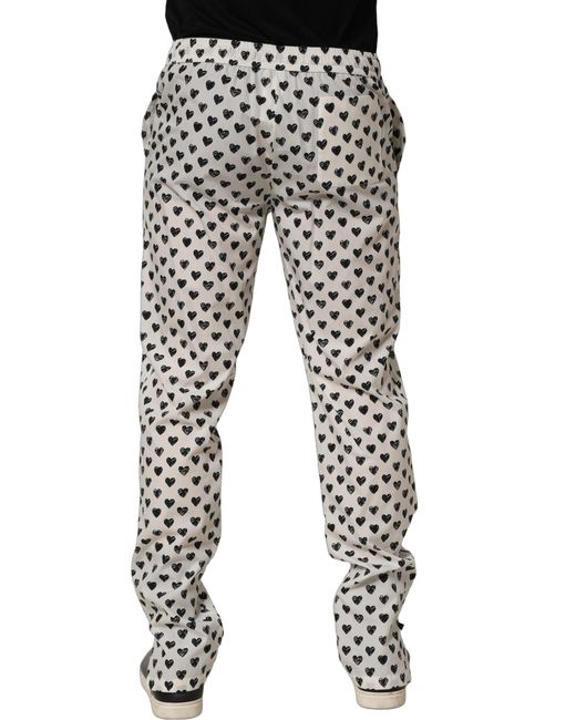 Dolce & Gabbana Multicolor White Graphic Heart Print Men Trousers Pants for men