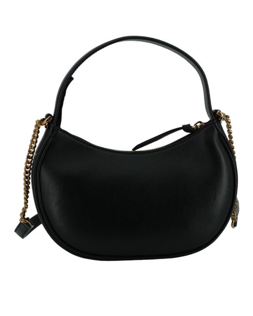 Versace Black Leather Half Moon Shoulder Bag
