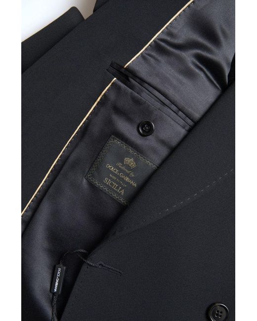 Dolce & Gabbana Black Elegant Slim Fit Double Breasted Suit for men