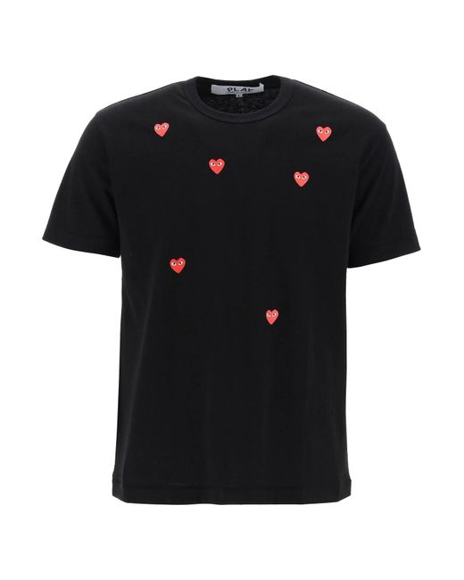 COMME DES GARÇONS PLAY Black "Round-Neck T-Shirt With Heart Pattern for men