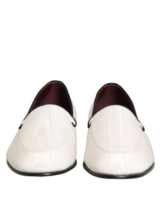 Dolce & Gabbana White Velvet Slip On Men Flats Loafers Shoes for men