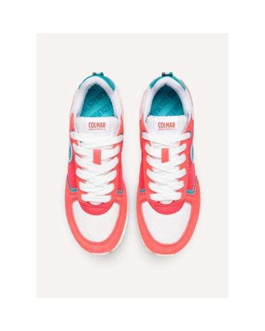 Colmar Red Multicolor Leather Low Top Sneakers for men