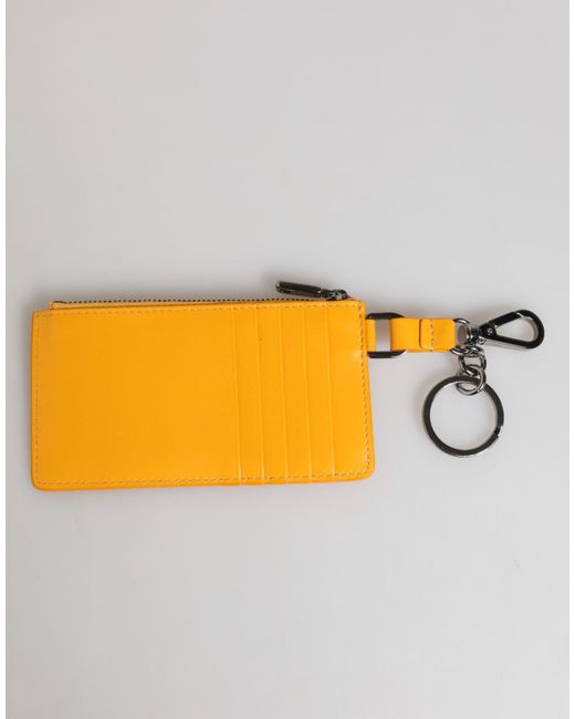 Dolce & Gabbana Gray Leather Credit Card Key Holder Clip On Wallet for men