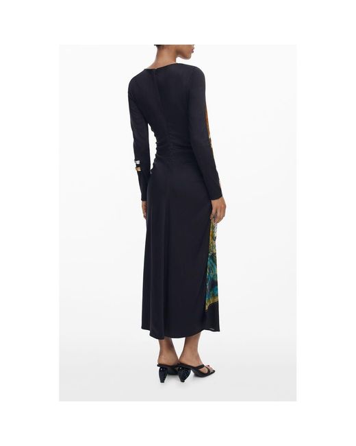 Desigual Blue Nero Viscosa S Long Dress