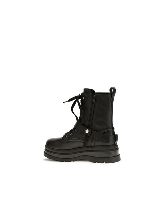 Pinko Black Calf Leather Bos Taurus Lace-Up Boots