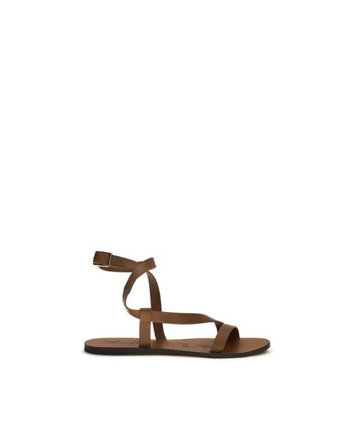 Manebí Brown Calf Leather Bos Taurus Flat Sandals