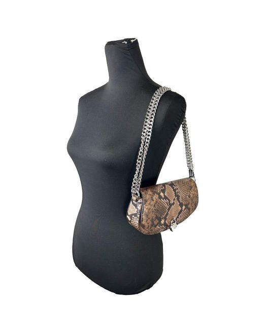 Michael Kors Metallic Mila Small Snakeskin Messenger Crossbody Bag