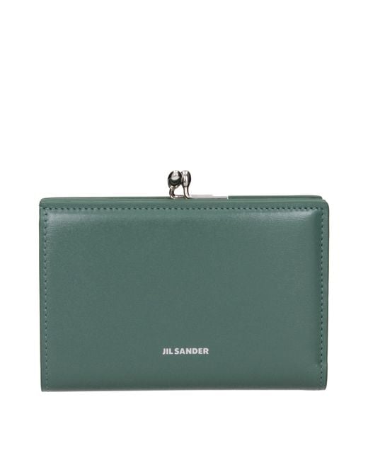 Jil Sander Green Wallet/Sage Leather