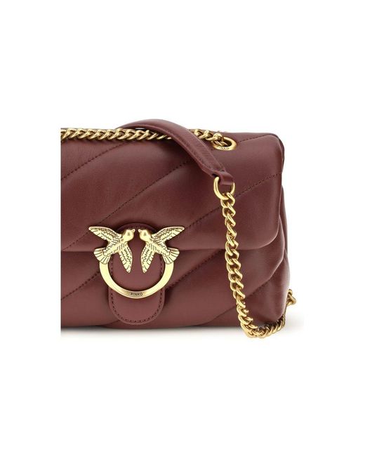 Pinko Purple Bordeaux Calf Leather Bos Taurus Shoulder Bag