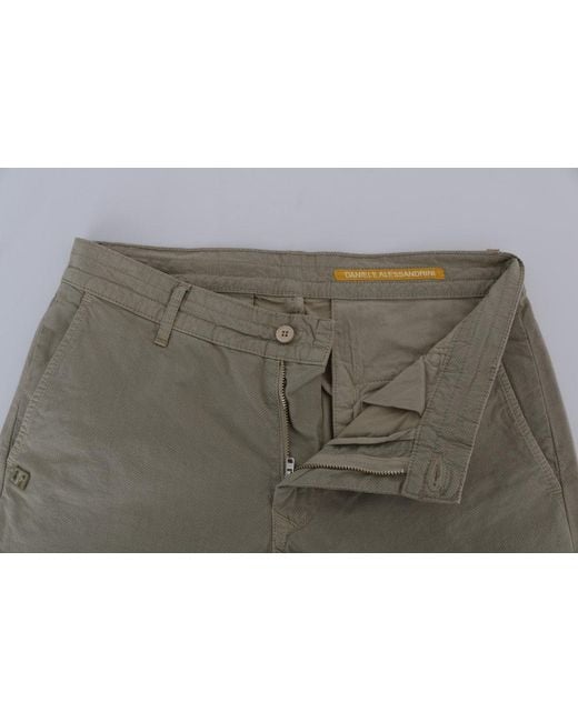 Daniele Alessandrini Natural Cotton Stretch Slim Fit Trouser Beige Tsh1382 for men