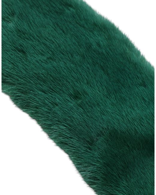 Dolce & Gabbana Green Mink Fur Collar Neck Wrap Scarf