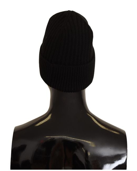Dolce & Gabbana Black Wool Knit Winter Hat