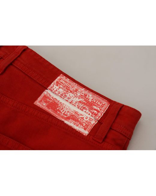 Dolce & Gabbana Red Cotton Straight Fit Denim Jeans for men