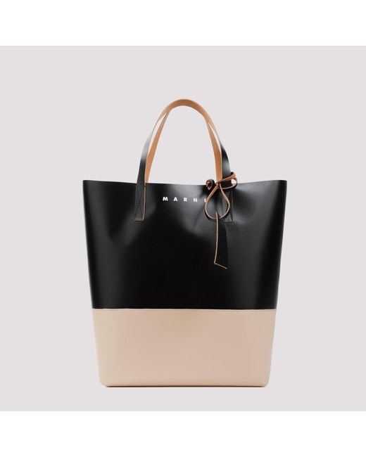 Marni Black Cork, Beige And Brown Tribeca Calf Shopping Bag for men