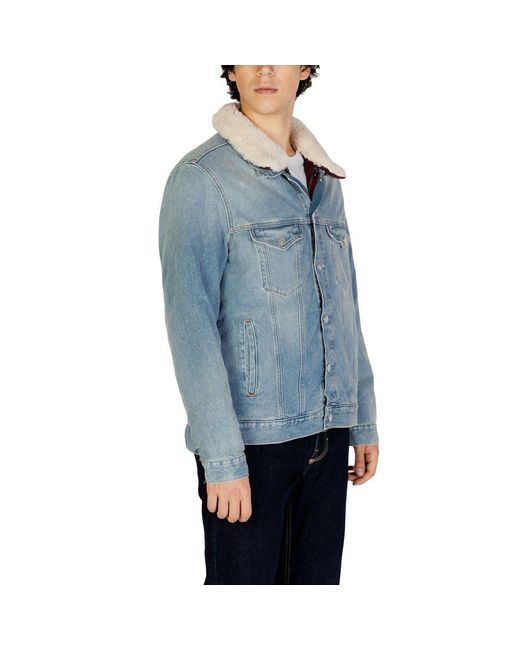Tommy Hilfiger Blue Denim Jacket Sherpa Collar for men