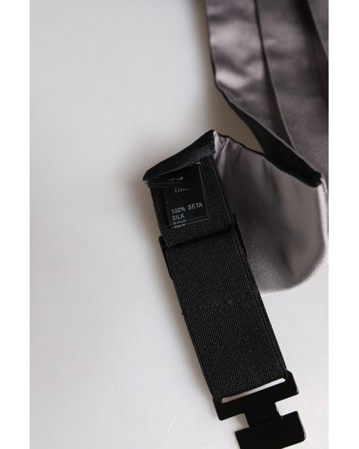 Dolce & Gabbana Brown Gray Men 100% Silk Belt Wide Waist Cummerbund for men