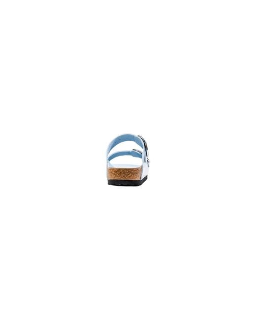 Birkenstock White Blue Artificial Leather Slippers