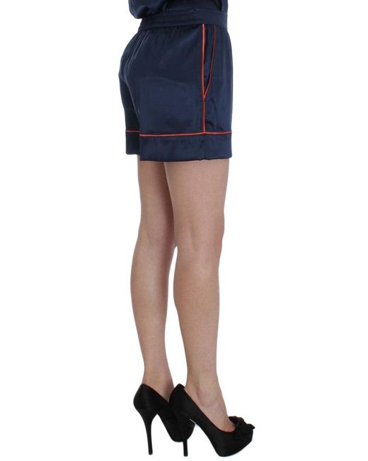 Dolce & Gabbana Blue Silk Stretch Sleepwear Shorts