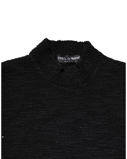 Dolce & Gabbana Black Wool Knit Crew Neck Pullover Sweater for men