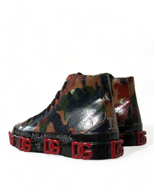 Dolce & Gabbana Brown Multicolor Camouflage High Top Men Sneakers Shoes for men