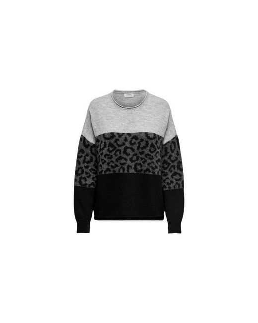 ONLY Black Gray Marabou Sweatshirt