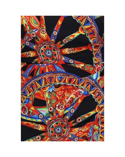 Dolce & Gabbana Red Multicolor Silk Cocktail Dress