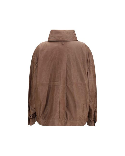 Calvin Klein Brown Lamb Ovis Aries Aries Leather Jacket