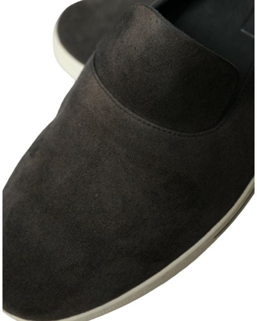 Dolce & Gabbana Black Blue Suede Caimanloafers Slippers Shoes for men