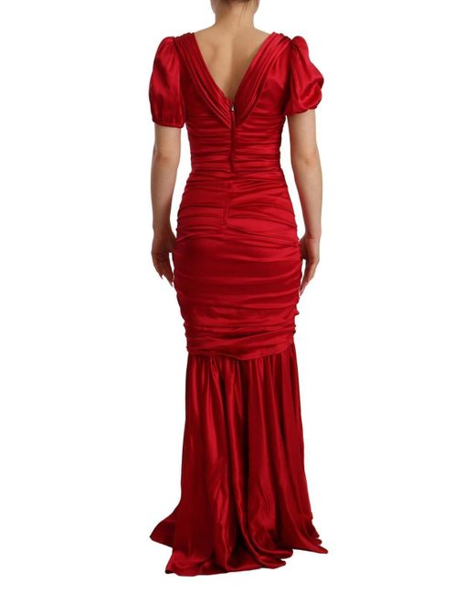 Dolce & Gabbana Red Elegant Silk Stretch Mermaid Dres