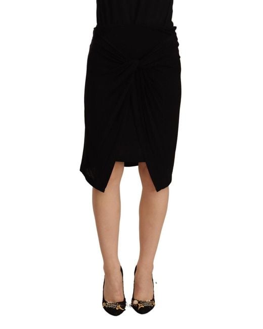 Plein Sud Black Elegant High Waist Pencil Cut Skirt