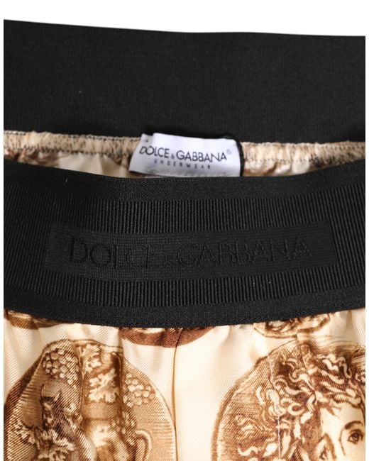 Dolce & Gabbana Natural Ancient Coin Print Silk Shorts Swimwear for men