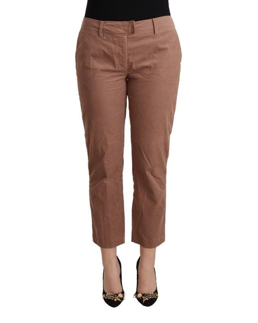 CoSTUME NATIONAL Brown Cotton Tapered Cropped Pants
